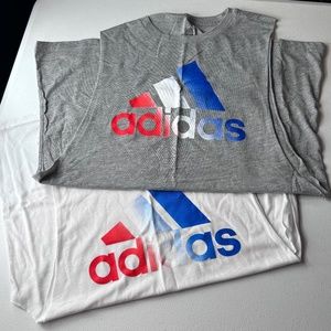 Women’s Lot of 2 Adidas red/white/blue workout tanks - size large